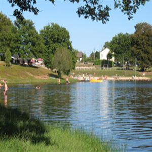 Lake for swimming, pedalos,  sandy beach, café