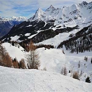 Looking over the Pila resort in Winter