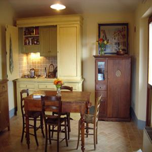 The kitchen and dining area