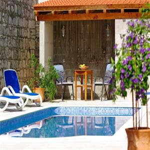 Overlooks the pool.