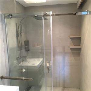 Walk-in shower with soap dispensers