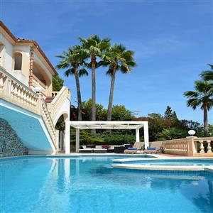 Private swimming pool and facade.