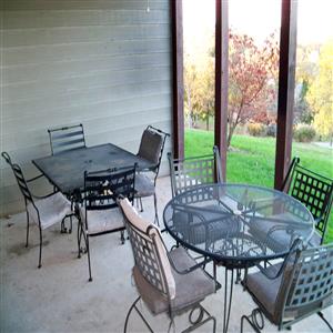 Plenty of seating in downstairs patio