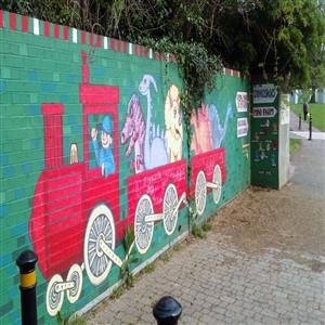 Crystal Palace dinosaurs mural