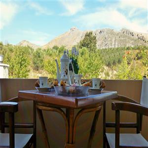 Veranda with breathtaking mountain view.
