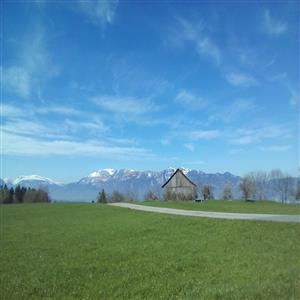 View over to the Swiss mountains